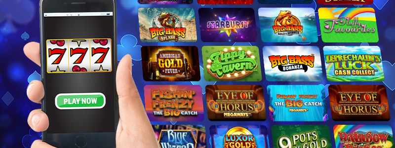 casino player playing online slots on their mobile phone